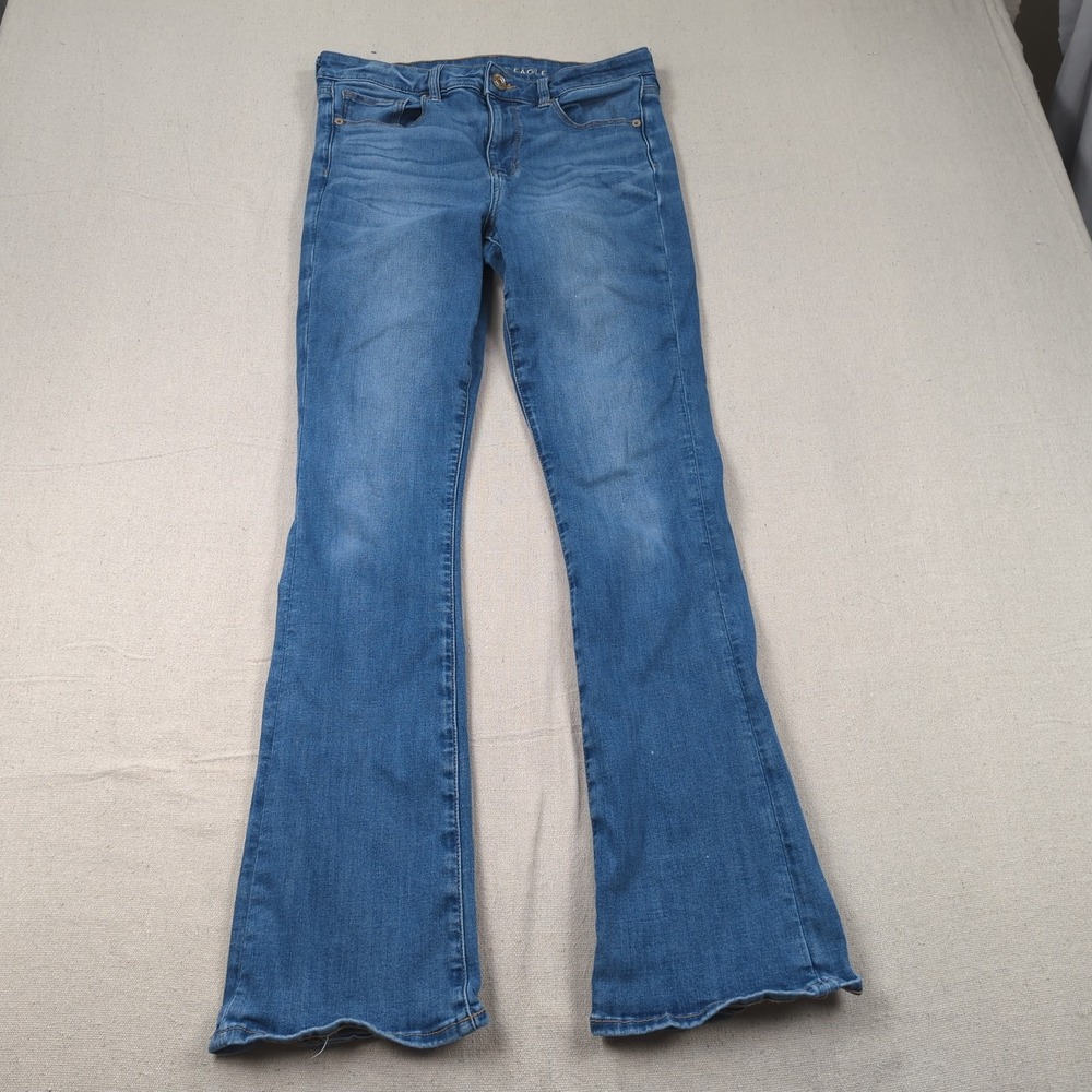 American Eagle Jeans Womens 10 Blue High Rise Skinny Kick Boot Stretch Western